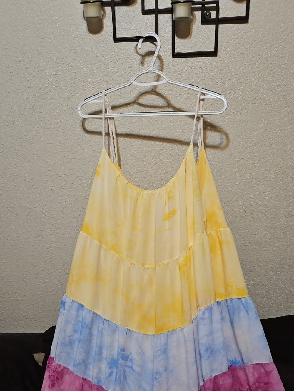 white birch Yellow Blue Pink Ombre Tiered Maxi Dress - Picture 2 of 7